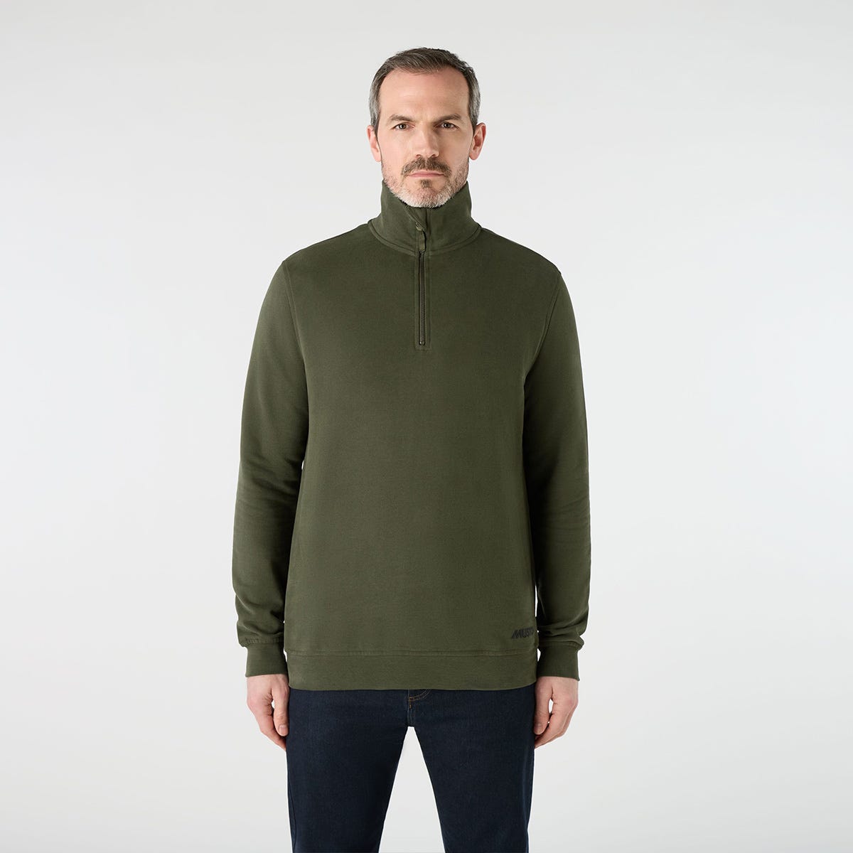 Original 1/4 Zip Neck Knit weater Deep Green