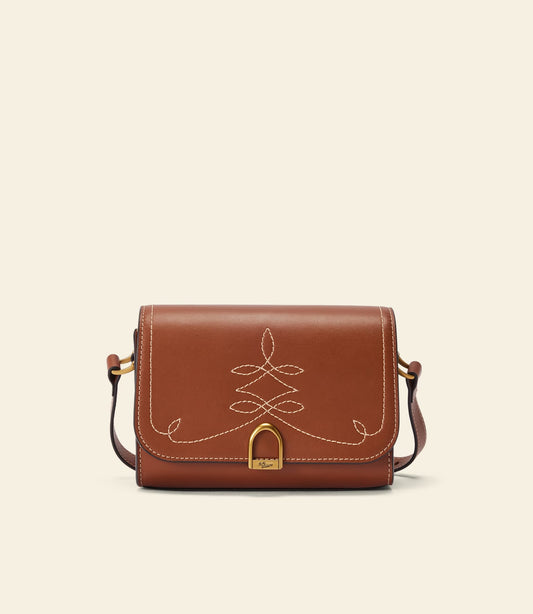 Eden Stitched Saddle Bag Tan Leather