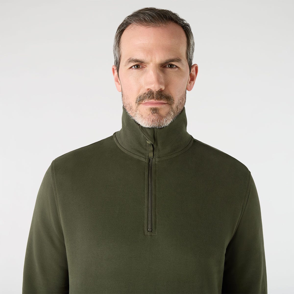 Original 1/4 Zip Neck Knit weater Deep Green
