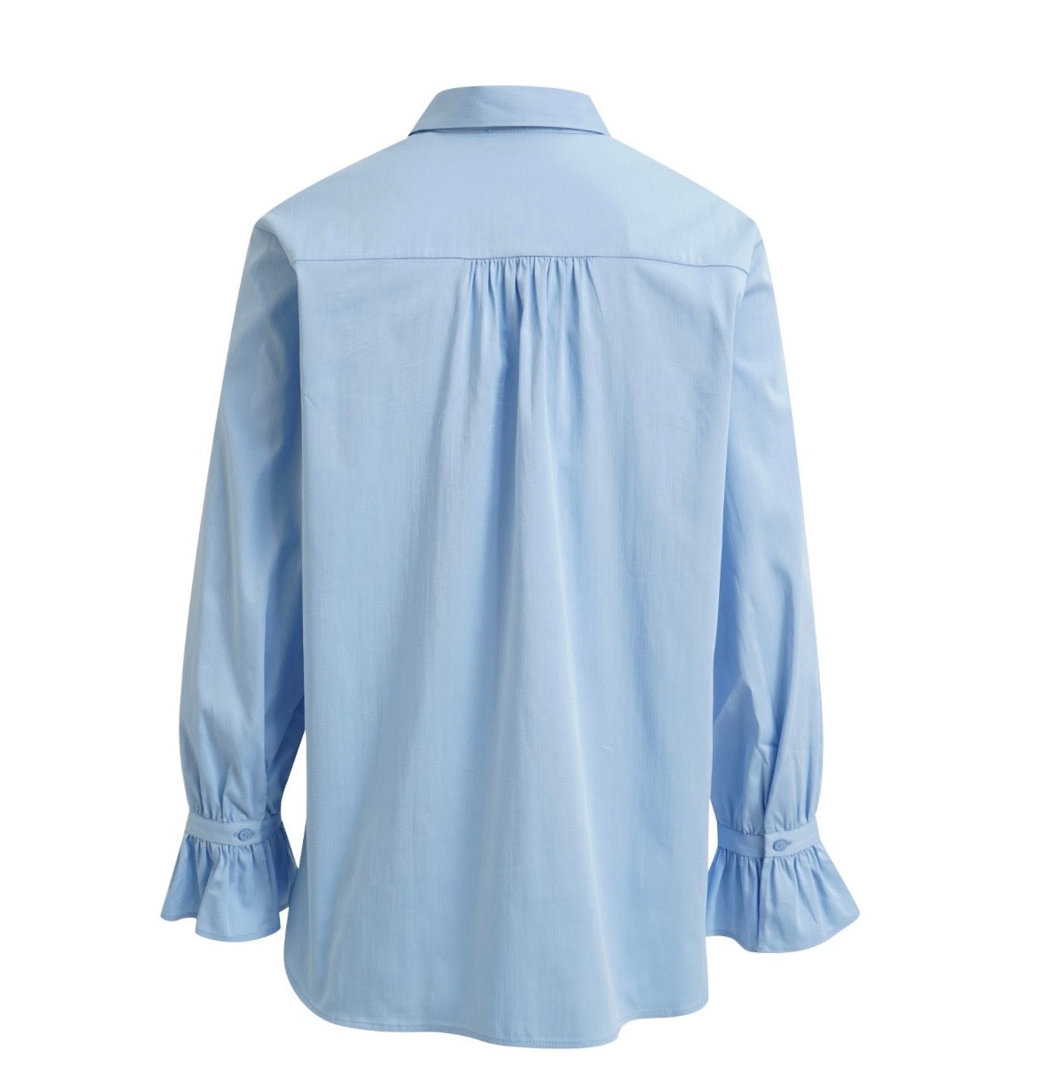Blouse with Volant Cuff Light Blue