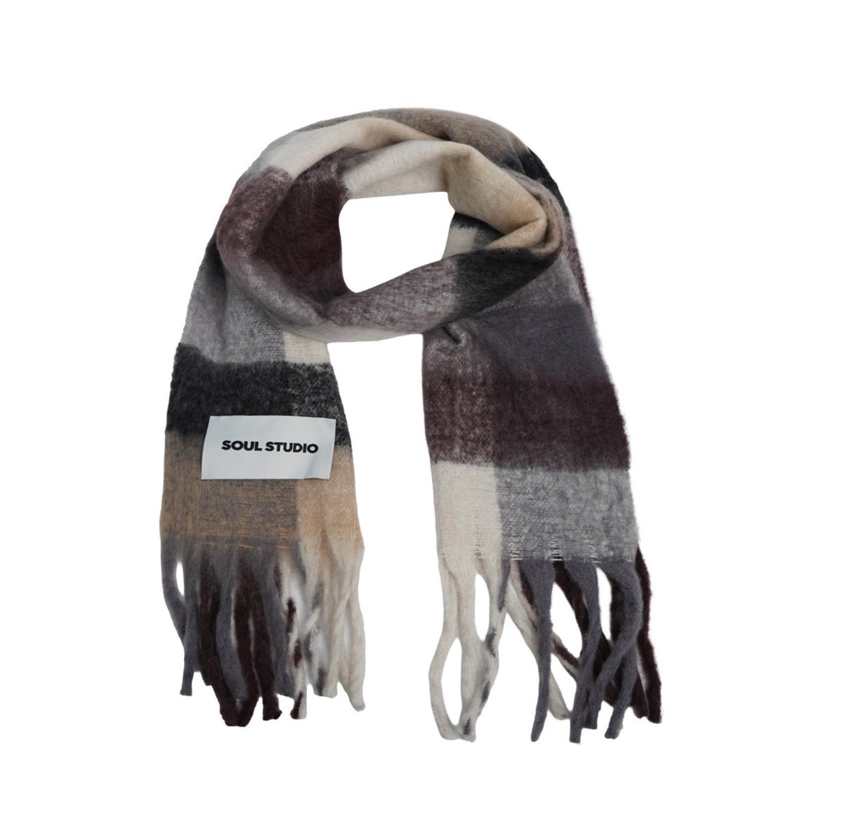 Knit Scarf Oat Milk Print