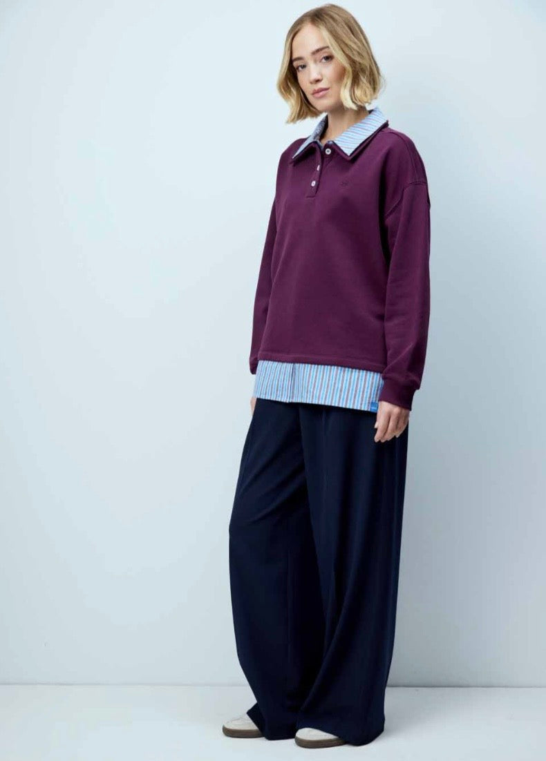 Boxy Polo Sweatshirt Blouse Layering