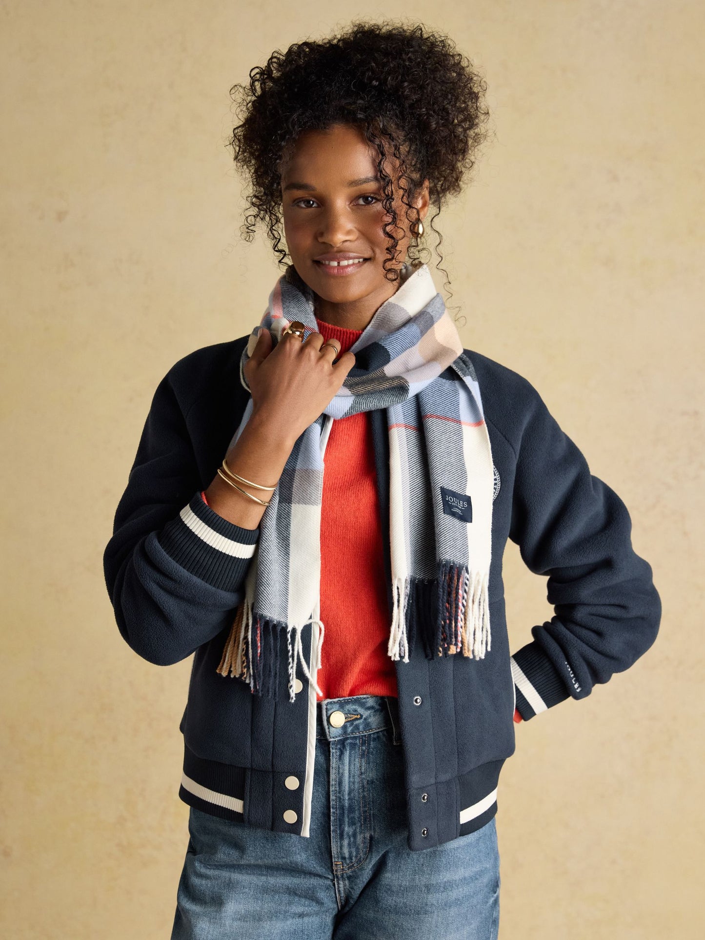 Langtree Cream/Blue Large Scarf