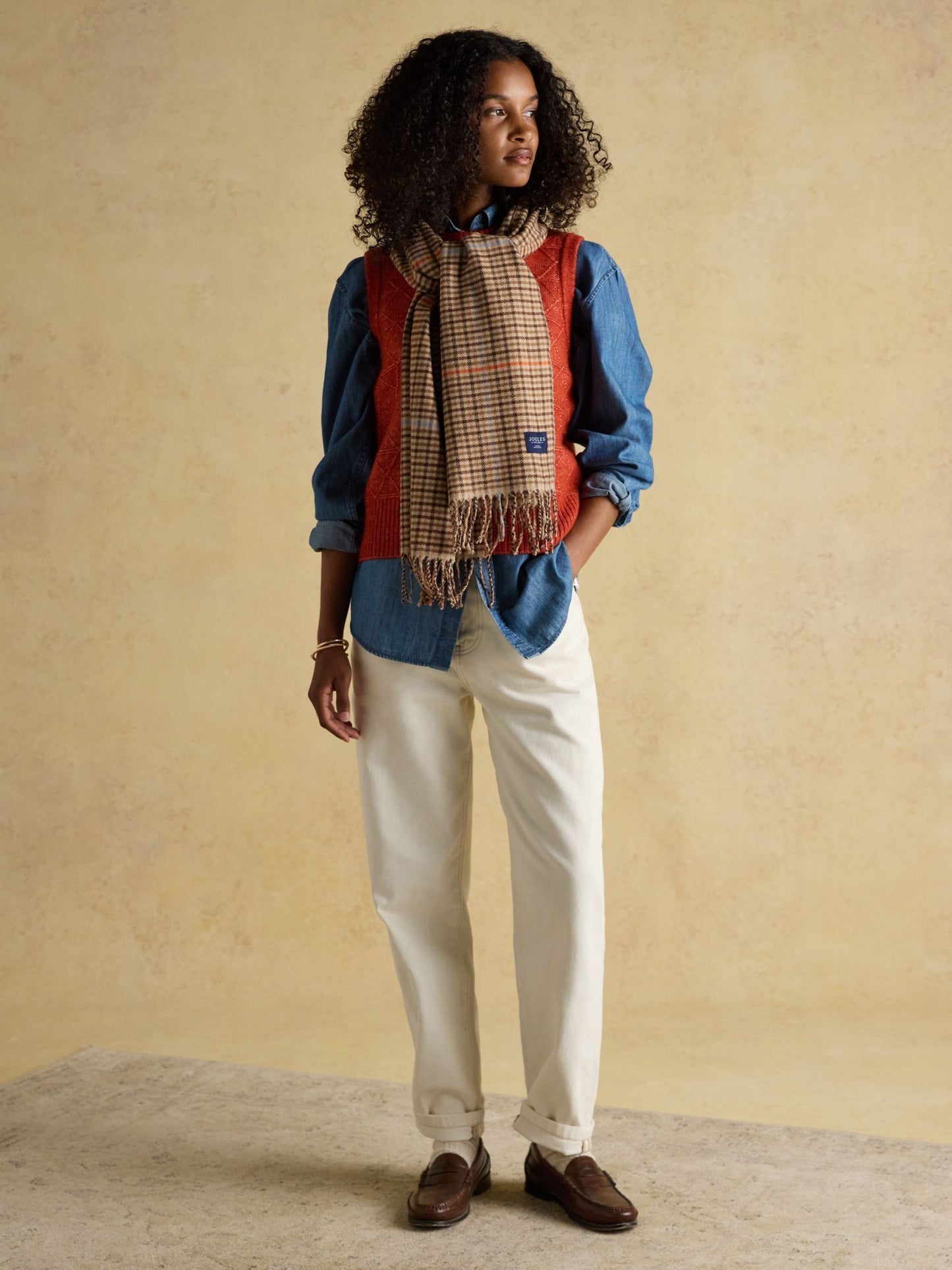 Langtree Brown Check Large Unisex Scarf