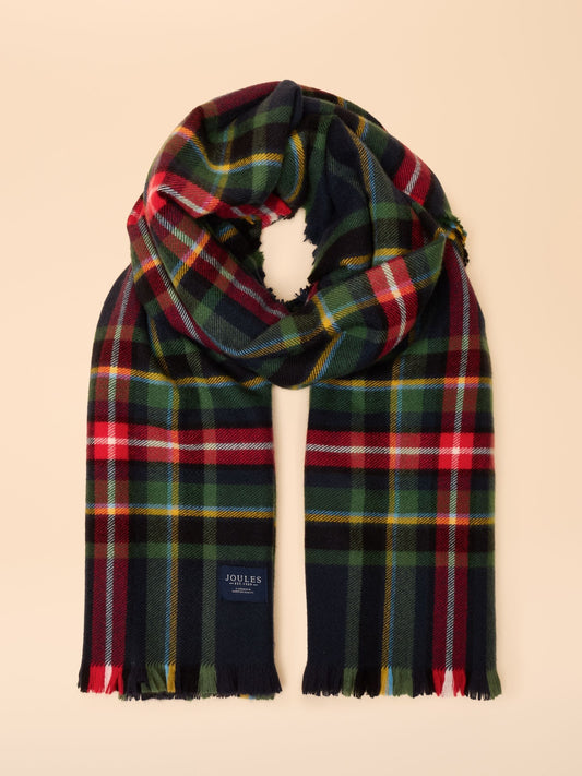 Bracewell Red / Navy Tartan Check Large Scarf