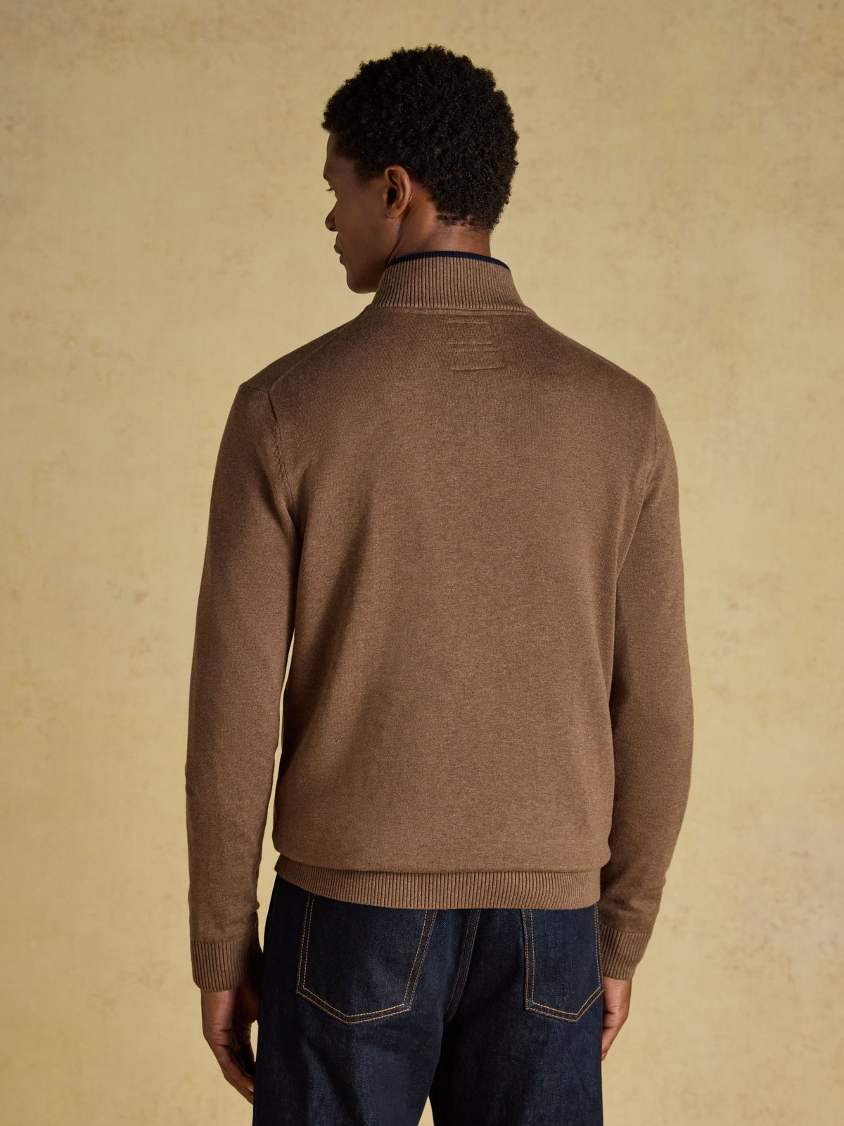 Hillside Brown Quarter Zip Knitted Jumper