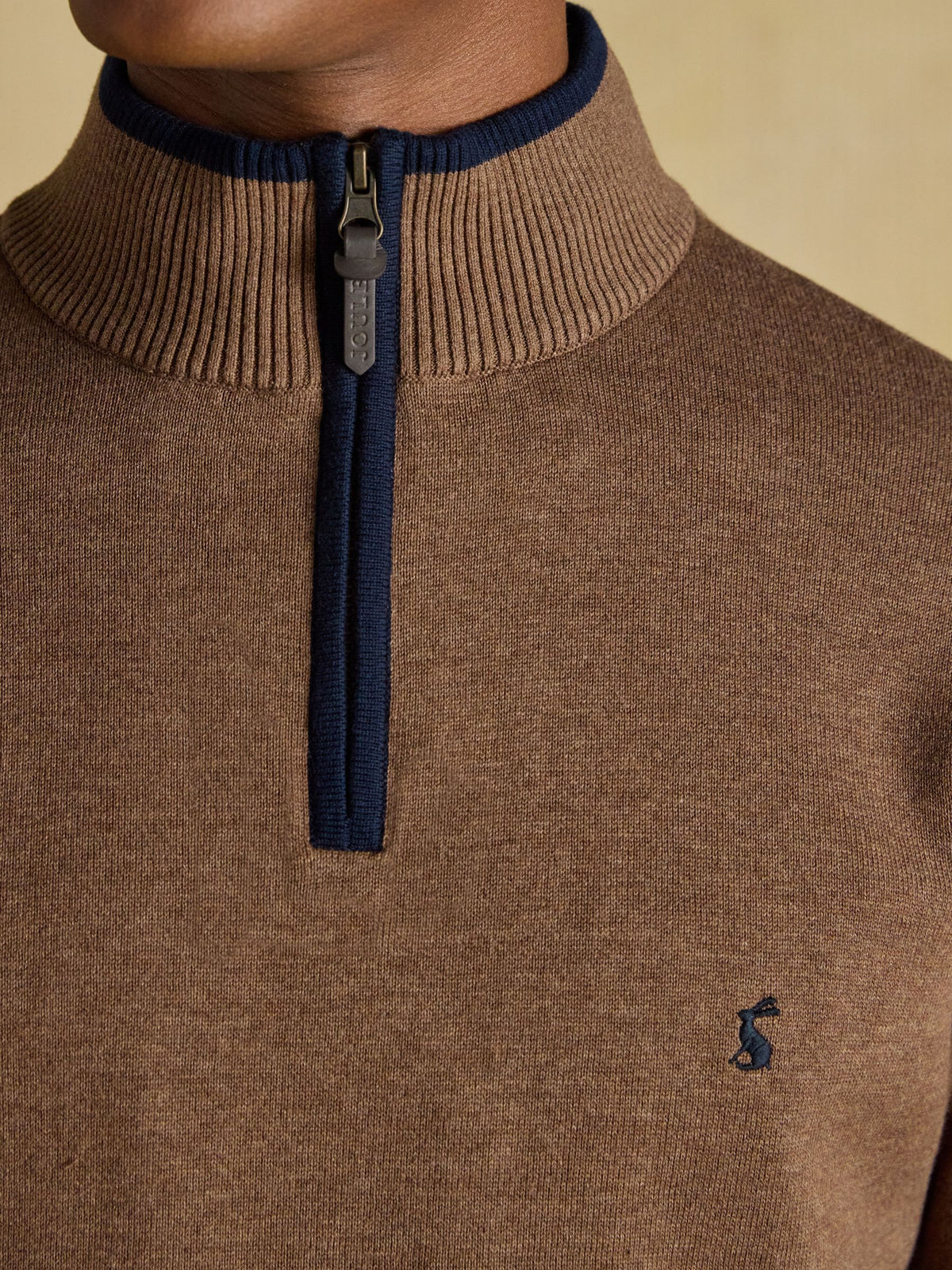 Hillside Brown Quarter Zip Knitted Jumper