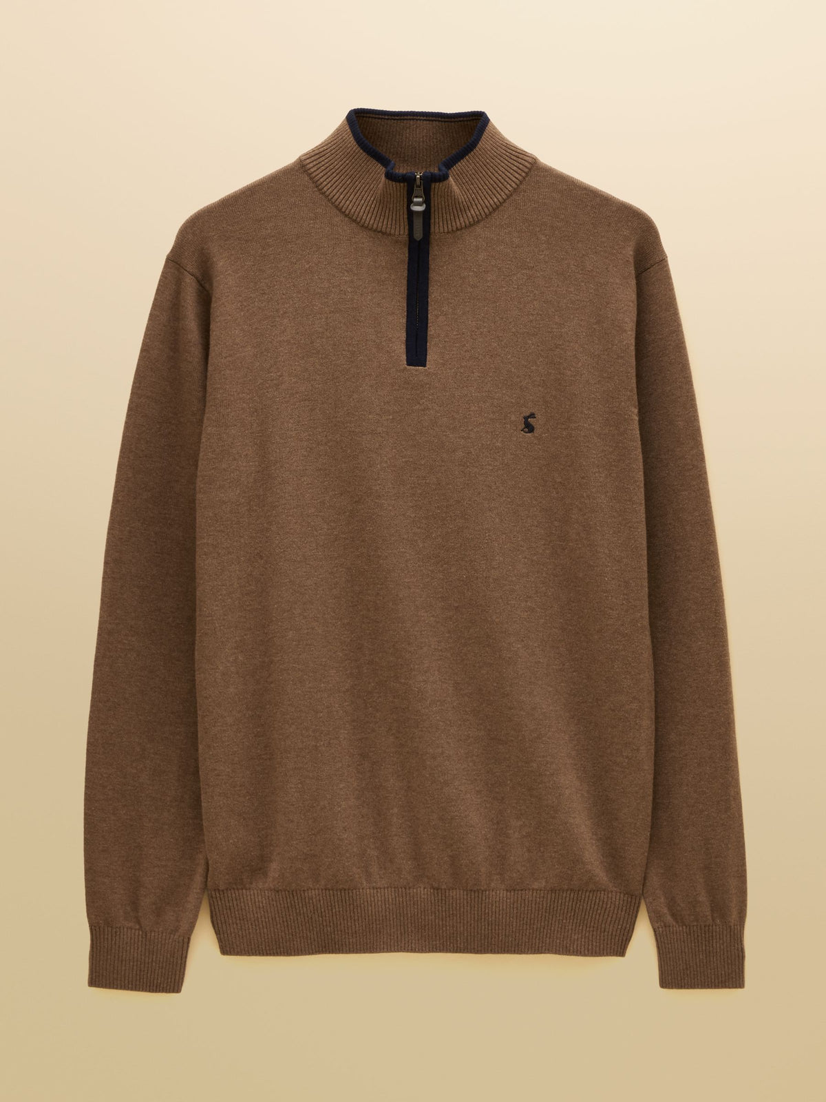 Hillside Brown Quarter Zip Knitted Jumper
