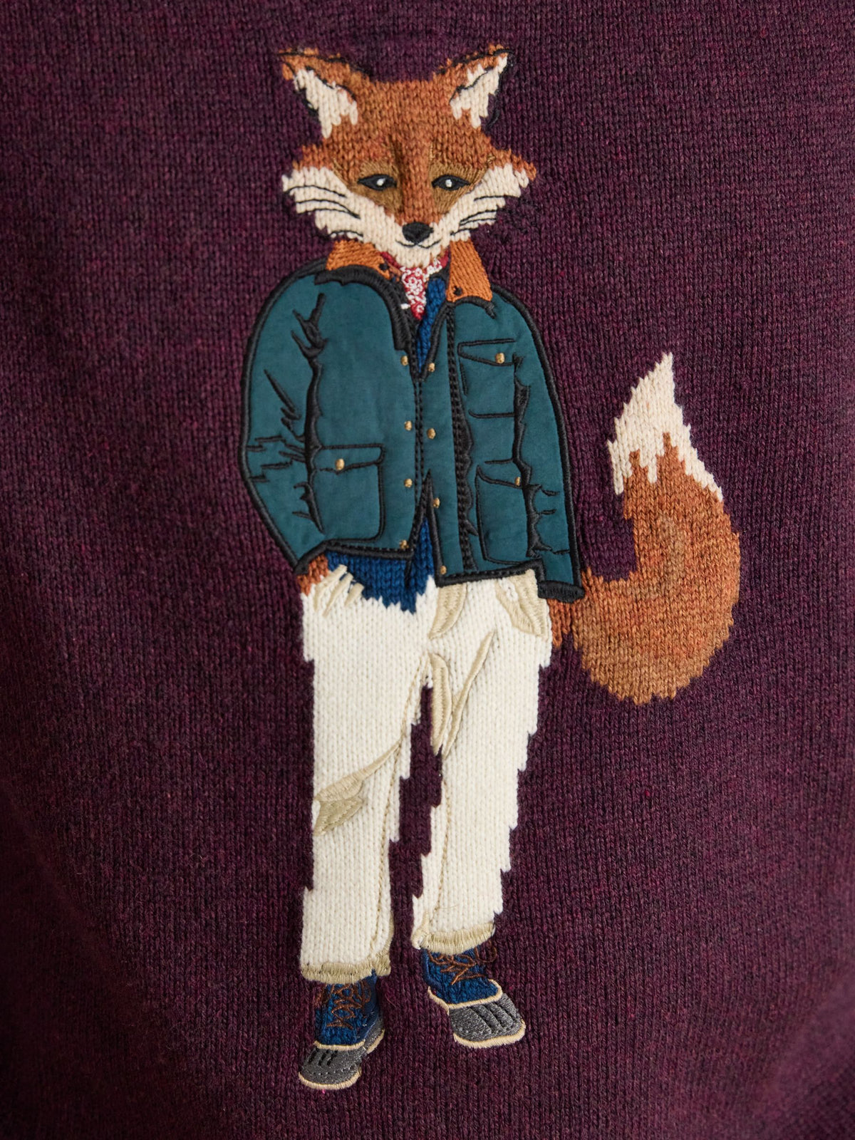 Intarsia Crew Neck Purple Jonty Fox Jumper