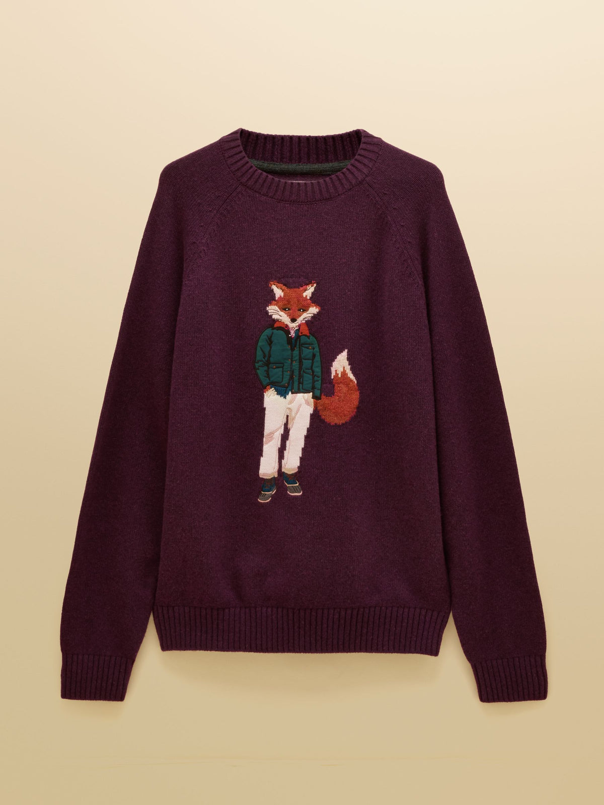 Intarsia Crew Neck Purple Jonty Fox Jumper