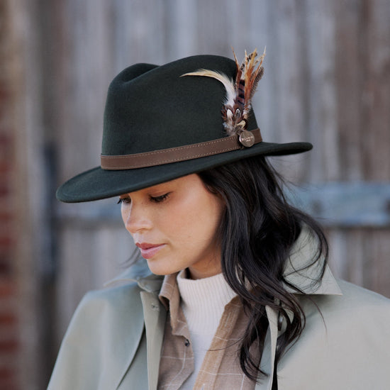 The Suffolk Fedora Olive Green (Bronze Feather)