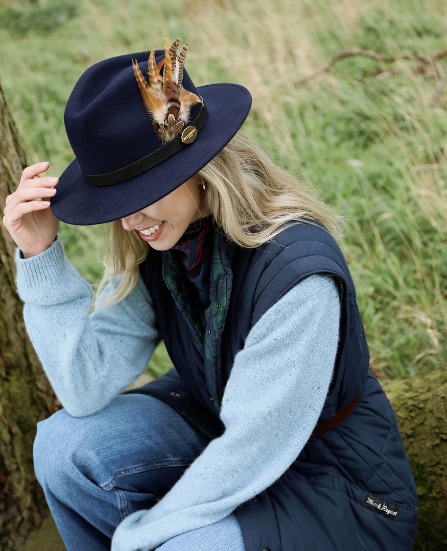 The Suffolk Fedora Navy (Bronze Feather)