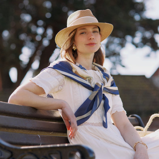 The Melford Silk Scarf Navy