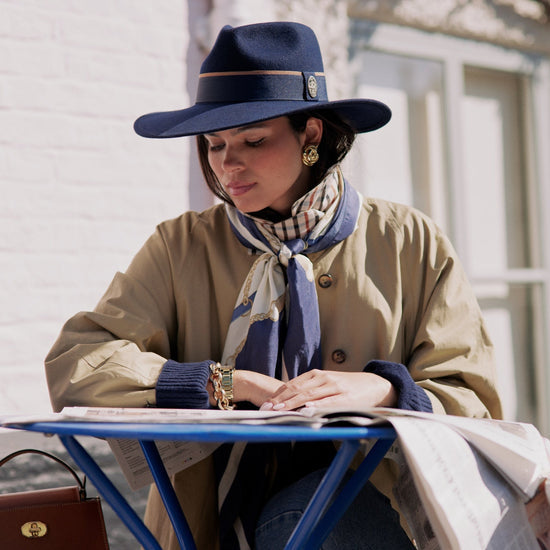 The Melford Silk Scarf Navy