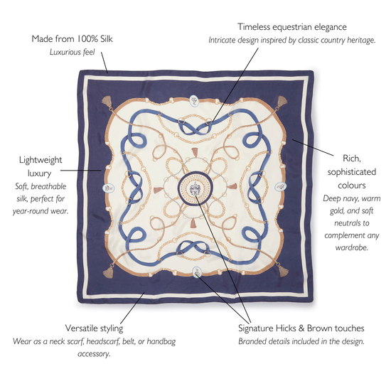 The Melford Silk Scarf Navy