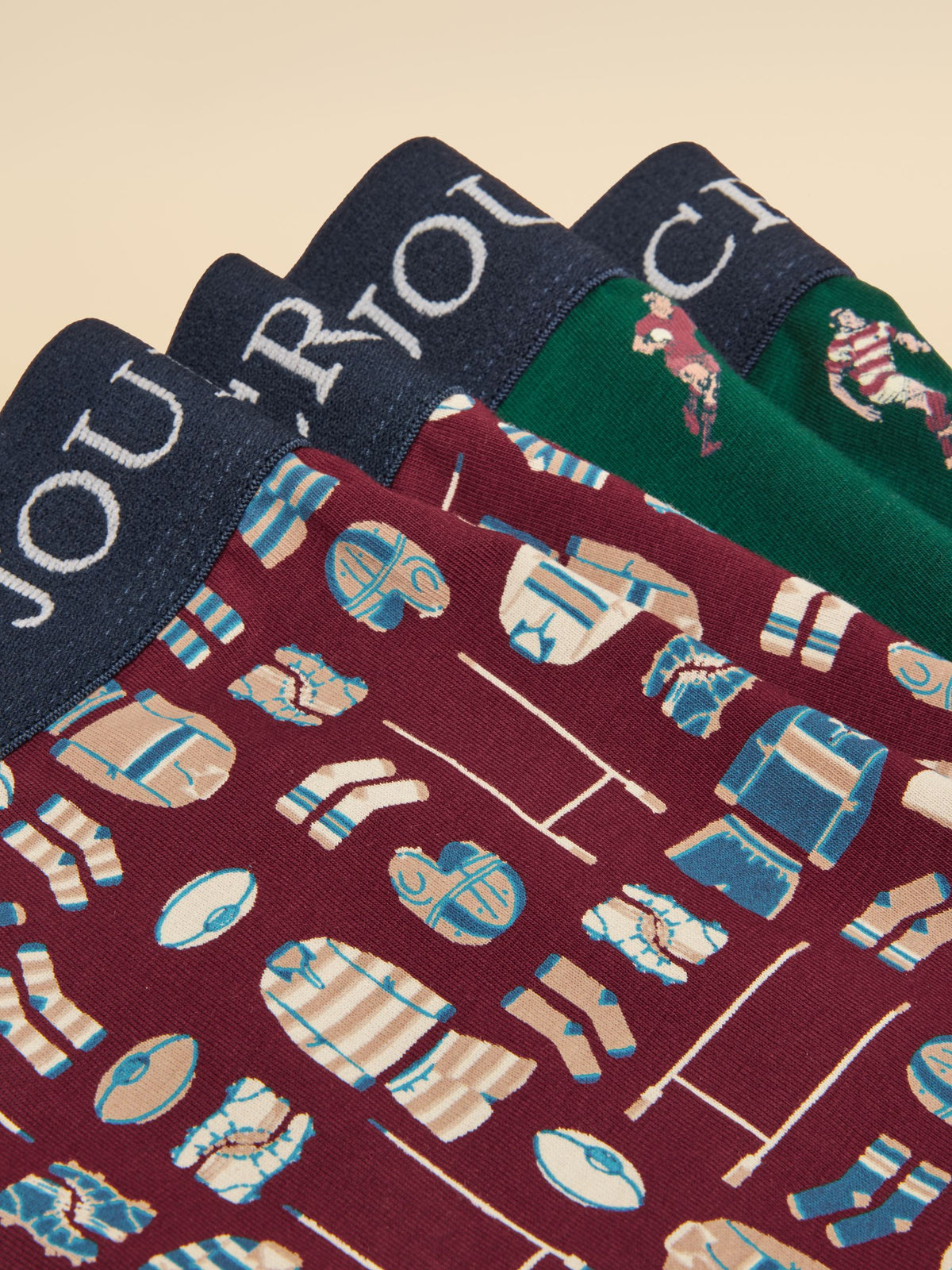 Ruck and Roll Red/Green Cotton Jersey Boxer horts
