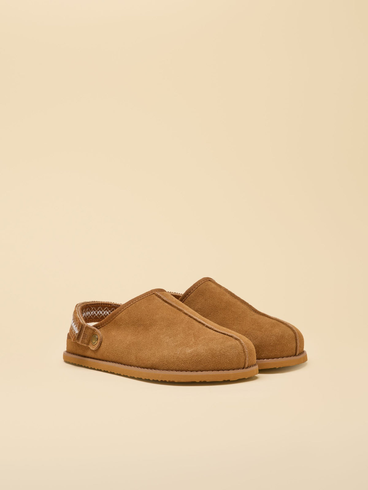 Chestnut Brown Suede Faux Fur Lined Clogs