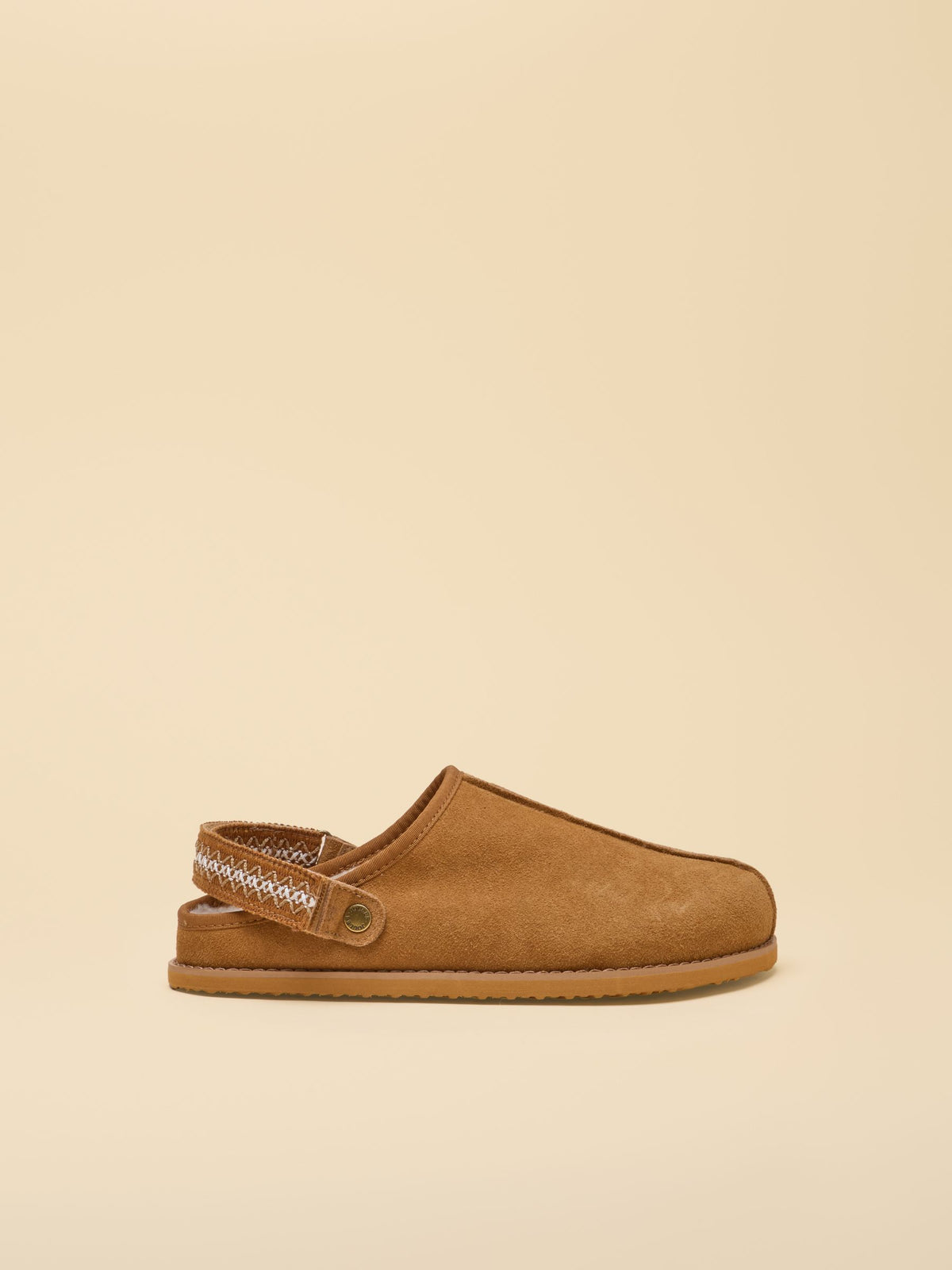 Chestnut Brown Suede Faux Fur Lined Clogs