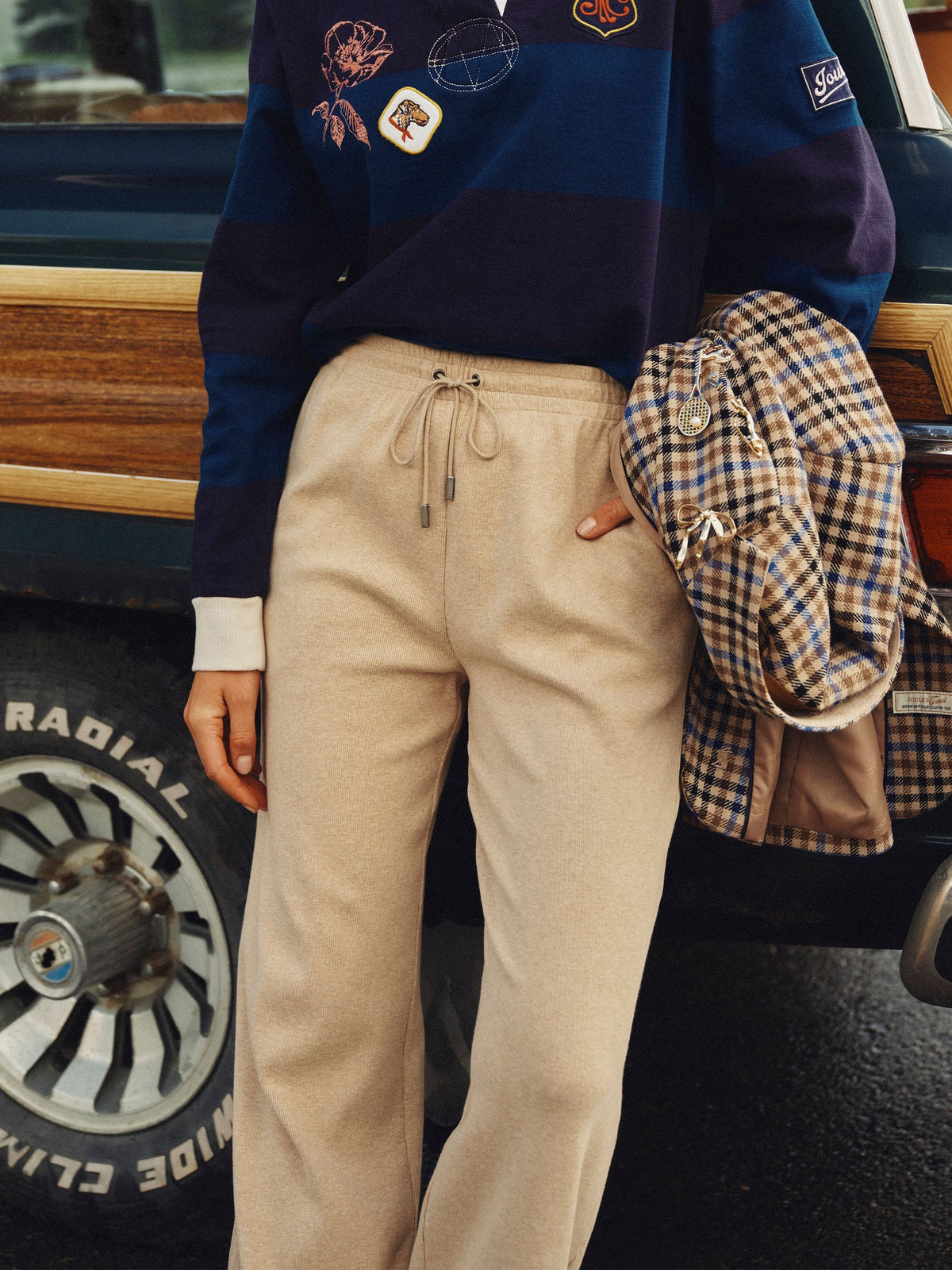 Wide Leg Pull On Rib Oatmeal Wide Leg Pull On Ribb