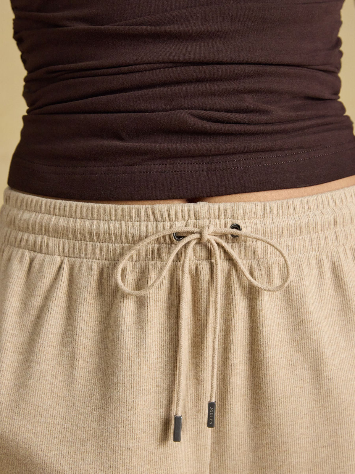 Wide Leg Pull On Rib Oatmeal Wide Leg Pull On Ribb