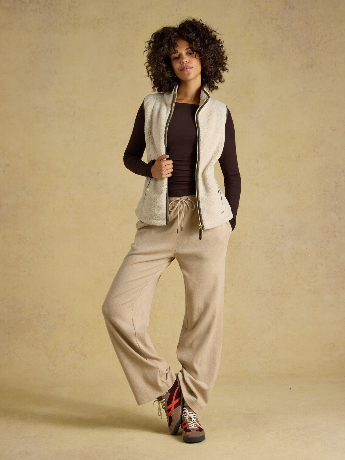 Wide Leg Pull On Rib Oatmeal Wide Leg Pull On Ribb