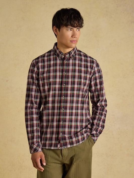 Burgundy Red Long leeve Brushed Flannel hirt