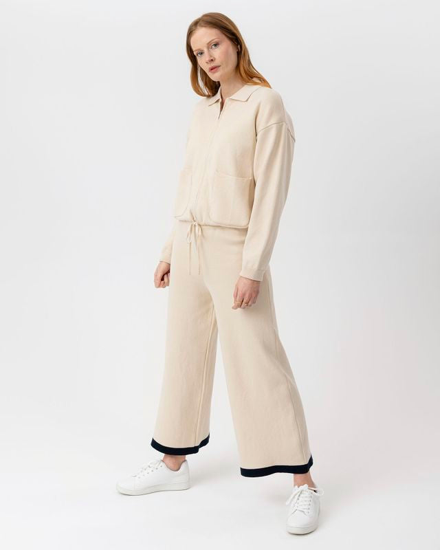 Nadja Pants Knitted pants with wide legs Sandshell/Navy