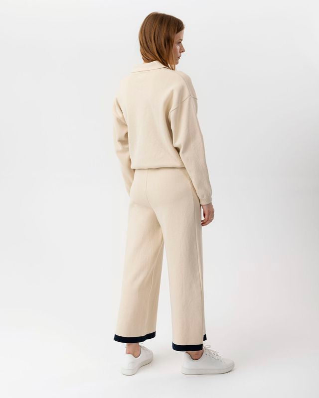 Nadja Pants Knitted pants with wide legs Sandshell/Navy