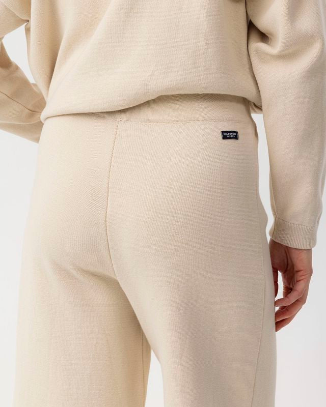 Nadja Pants Knitted pants with wide legs Sandshell/Navy