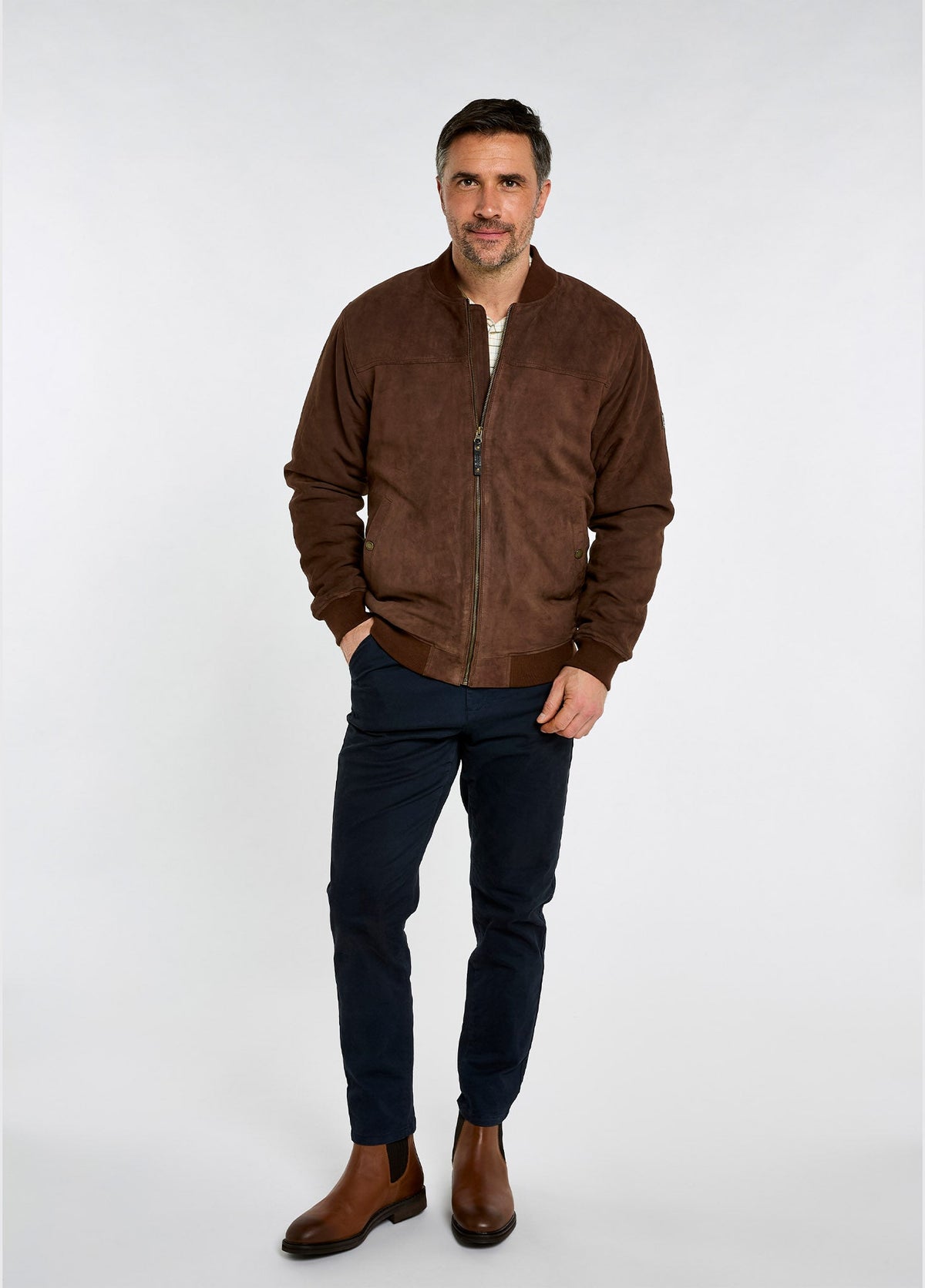 Marblehill Mens Goat Suede Jacket - Walnut