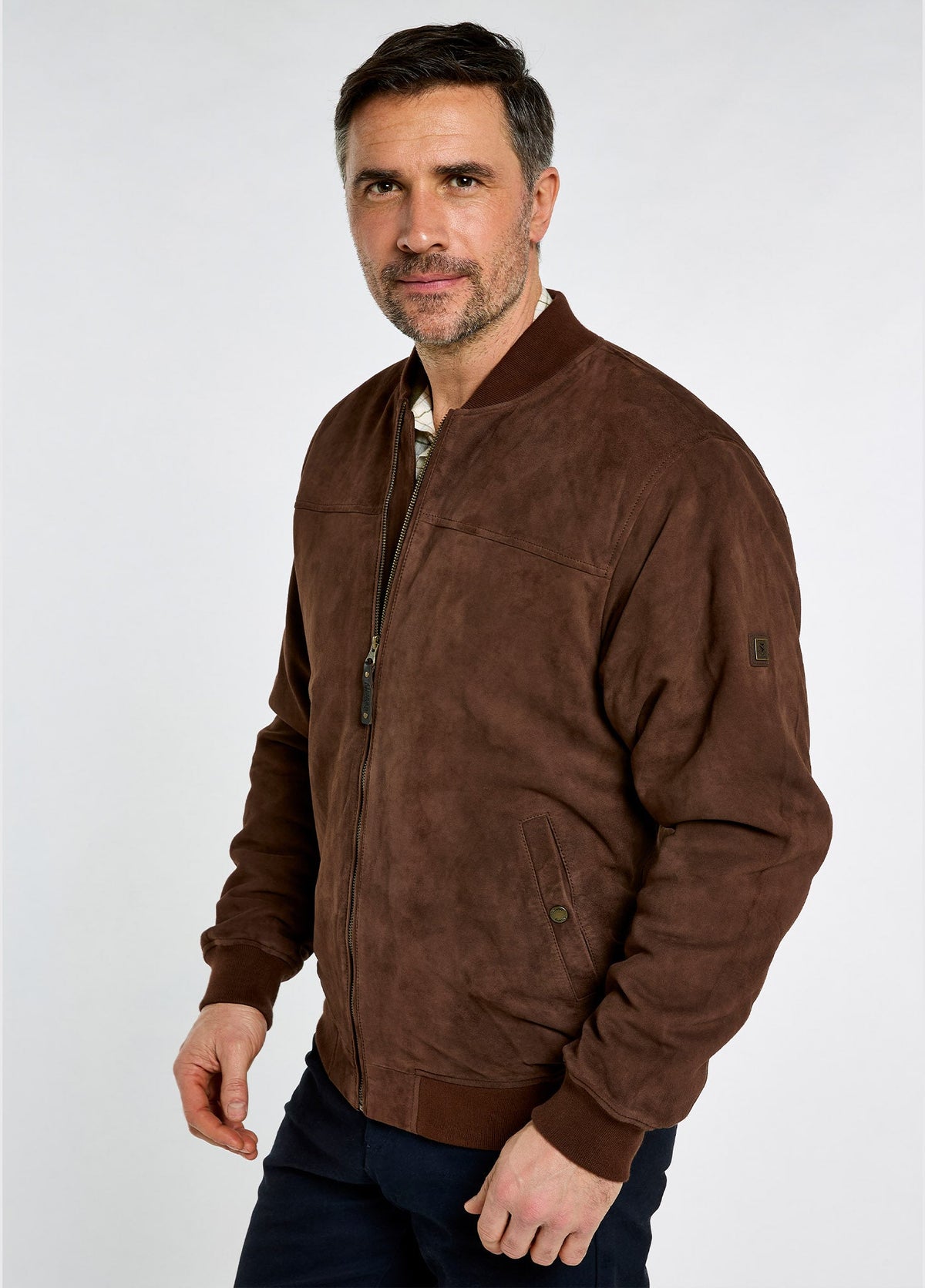 Marblehill Mens Goat Suede Jacket - Walnut