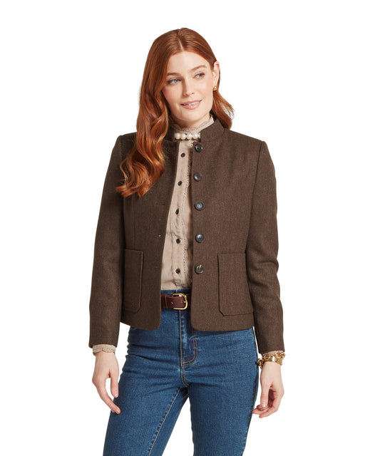 St Abbs Tweed Blazer - Chocolate Herringbone Tweed