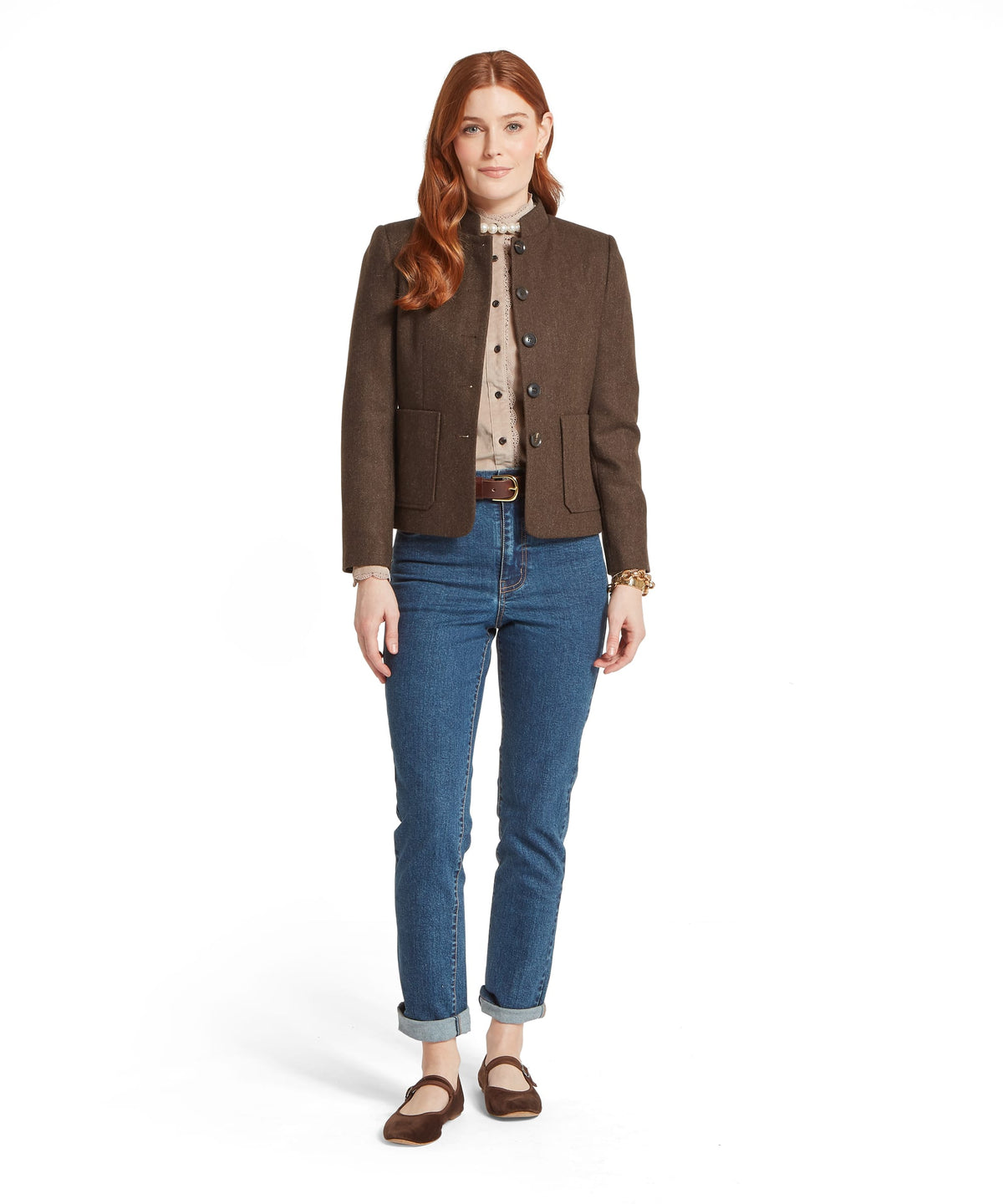 St Abbs Tweed Blazer - Chocolate Herringbone Tweed