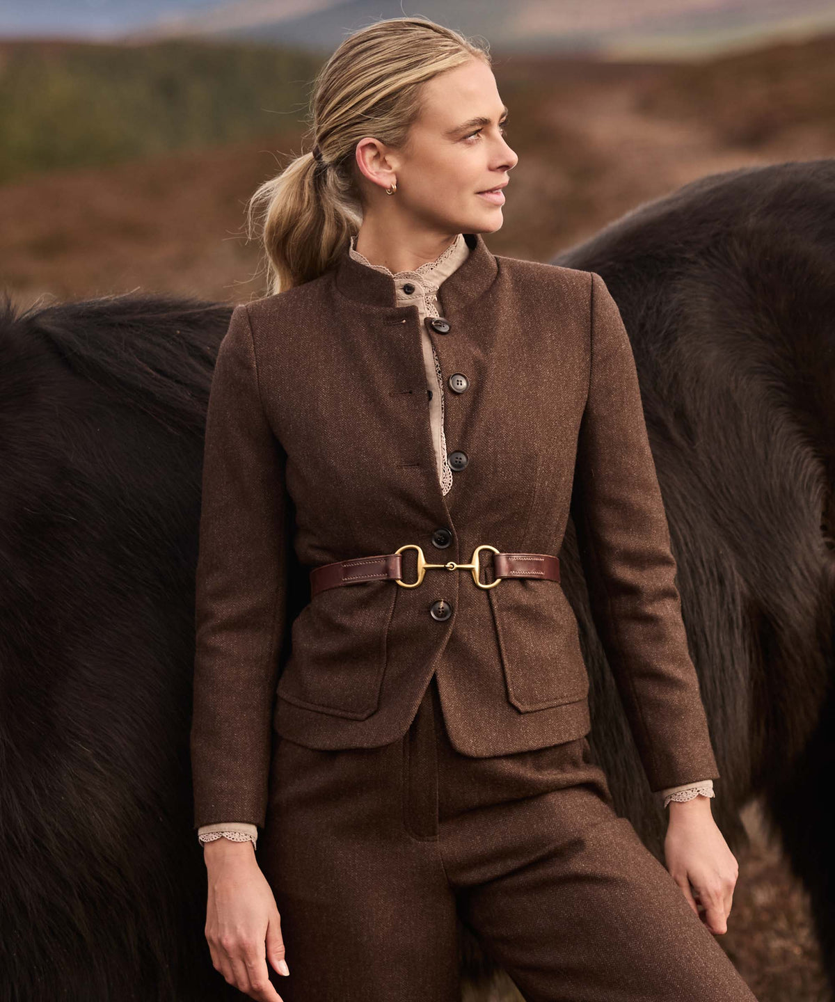 St Abbs Tweed Blazer - Chocolate Herringbone Tweed