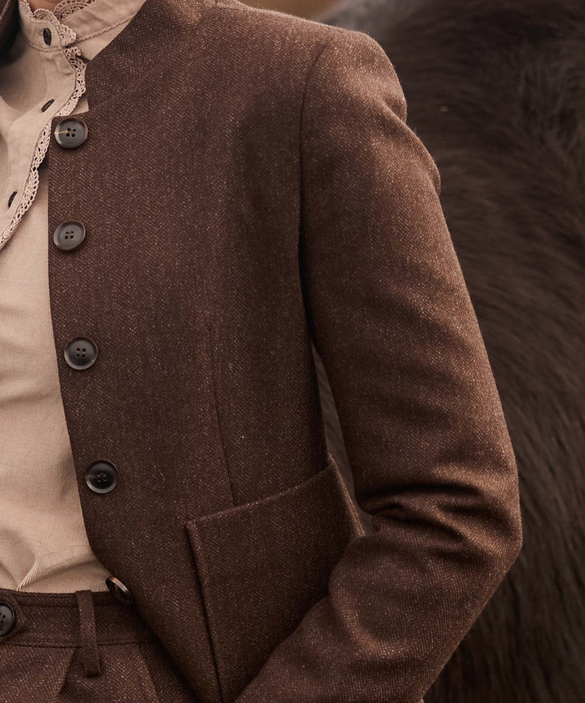St Abbs Tweed Blazer - Chocolate Herringbone Tweed