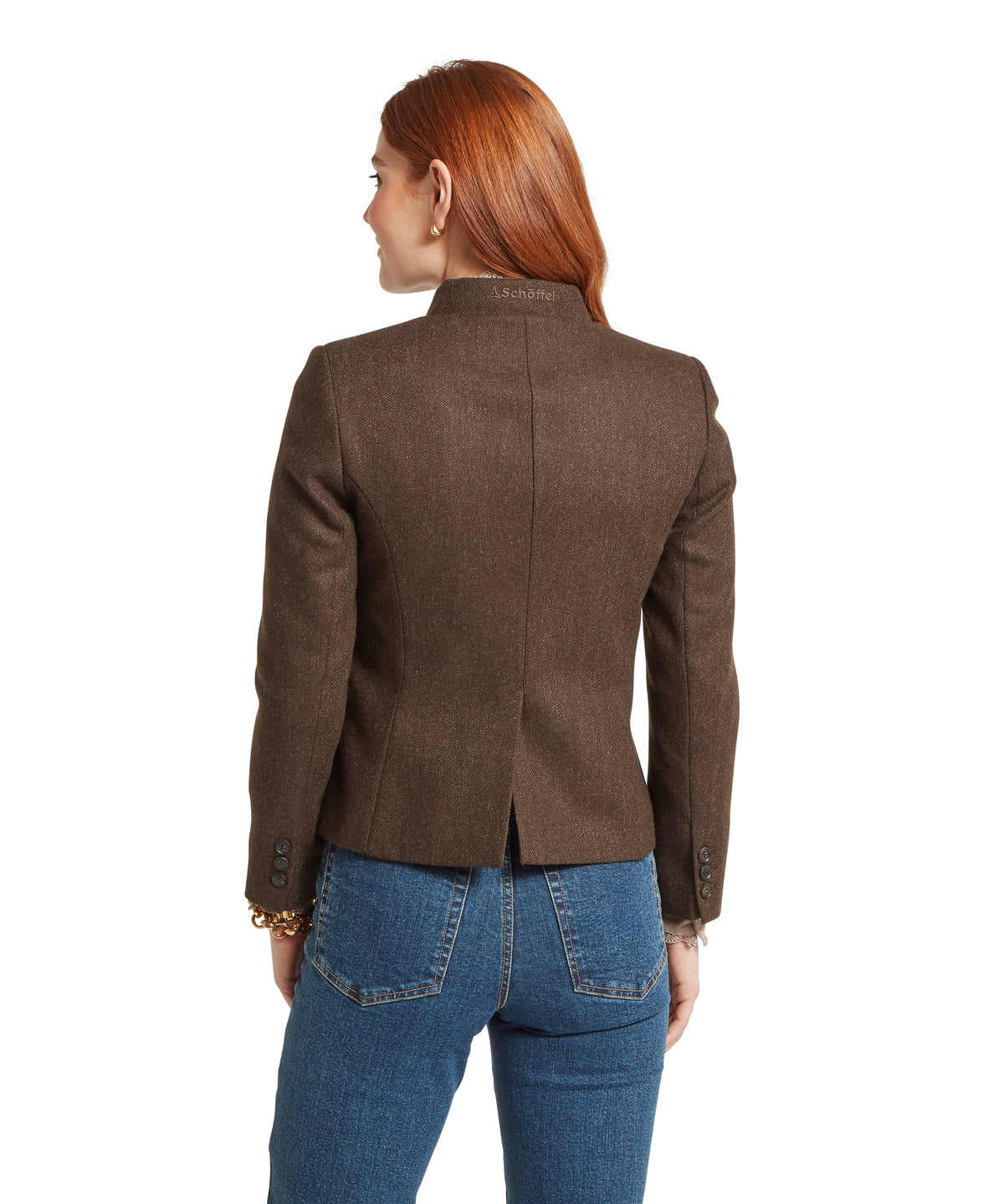 St Abbs Tweed Blazer - Chocolate Herringbone Tweed
