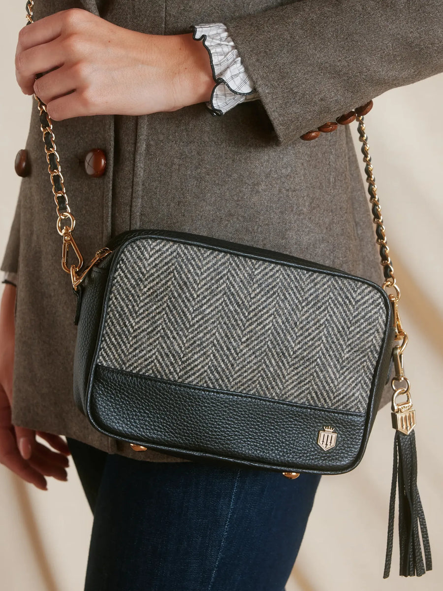 Finsbury Black Herringbone Crossbody Bag
