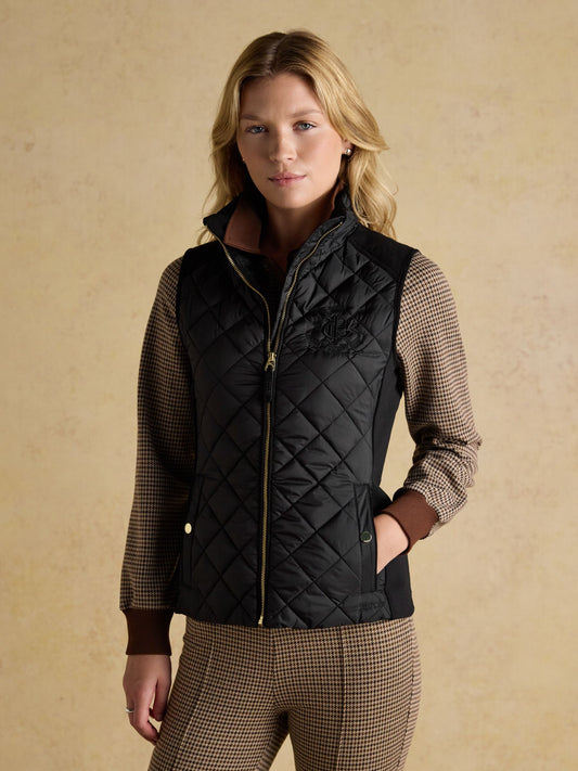 Braemar luxe Black Showerproof Diamond Quilted Gilet