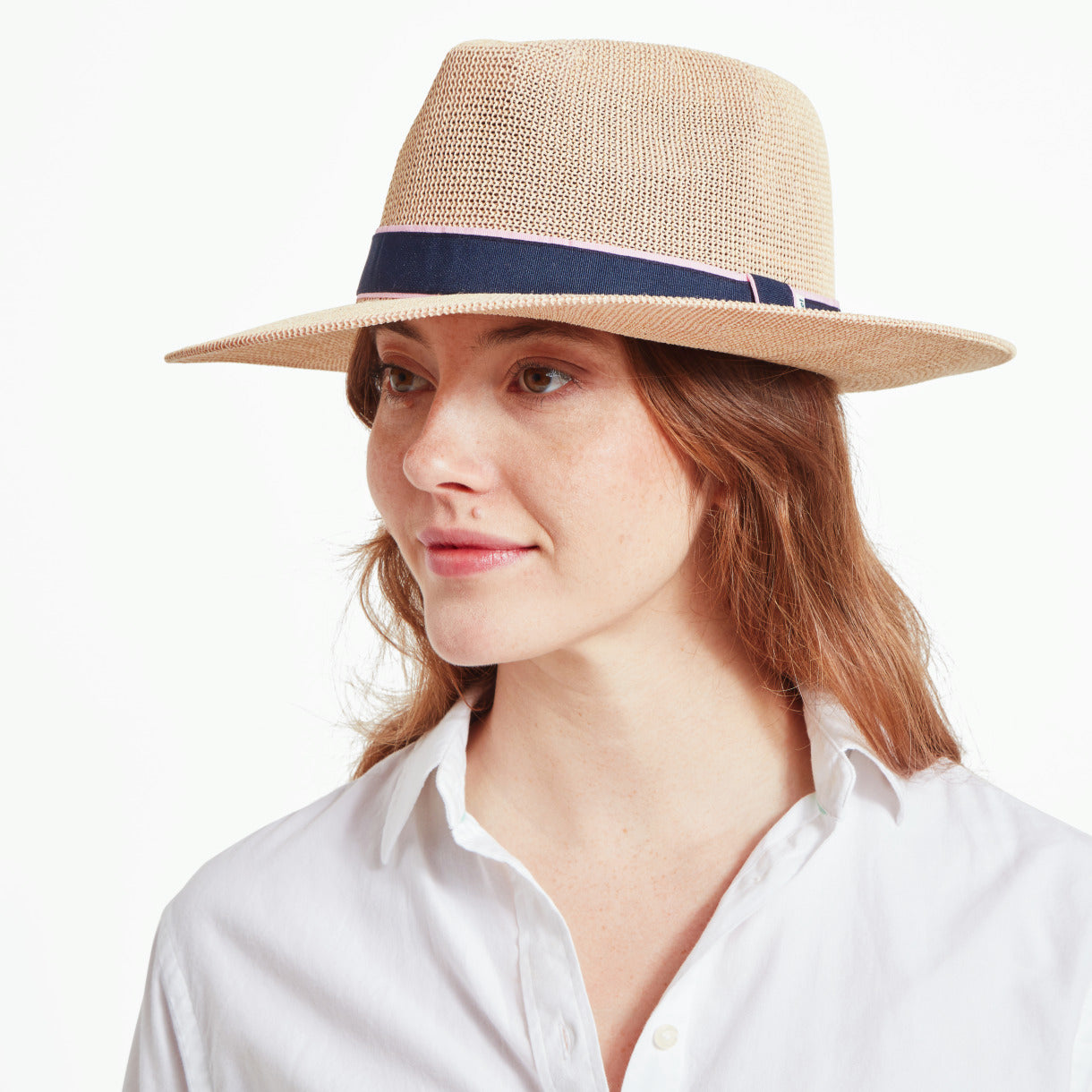 Porthmeor Hat Navy/Pink Stripe O/S