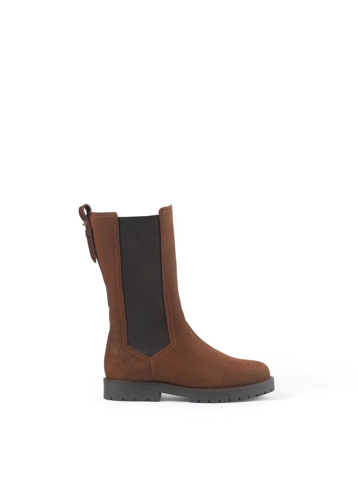 Boudica Chocolate nubuck Sheepskin mid calf boot