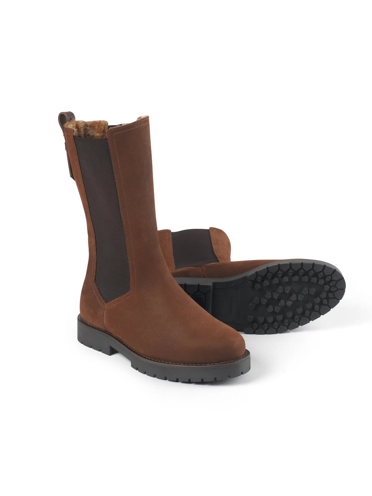 Boudica Chocolate nubuck Sheepskin mid calf boot