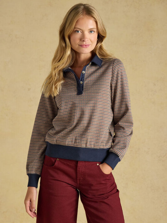 Laurel Navy Red Check Houndstooth Check Long Sleeve