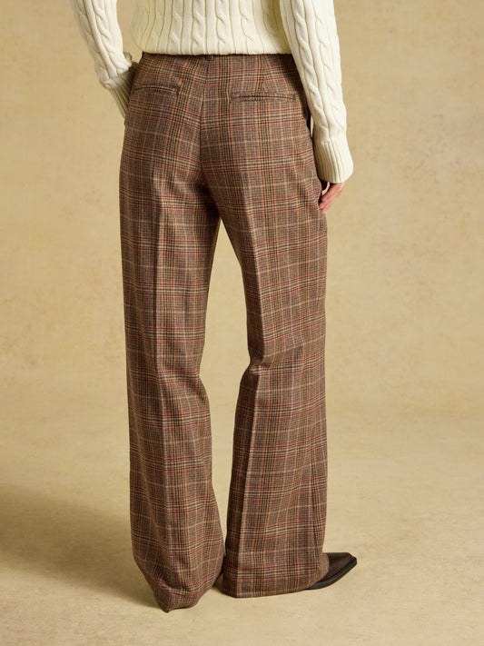 Foxley Brown Check Wool Rich Wide Leg Tweed Trouse