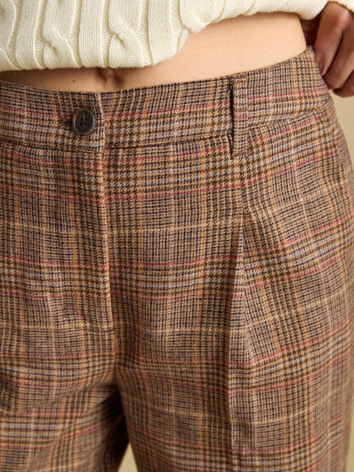 Foxley Brown Check Wool Rich Wide Leg Tweed Trouse
