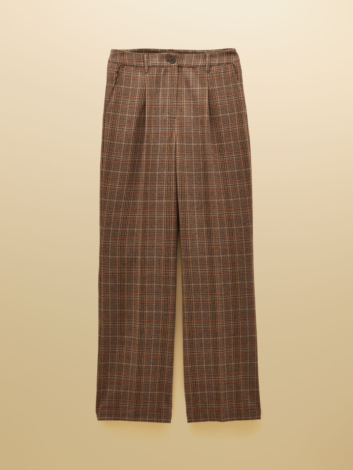 Foxley Brown Check Wool Rich Wide Leg Tweed Trouse