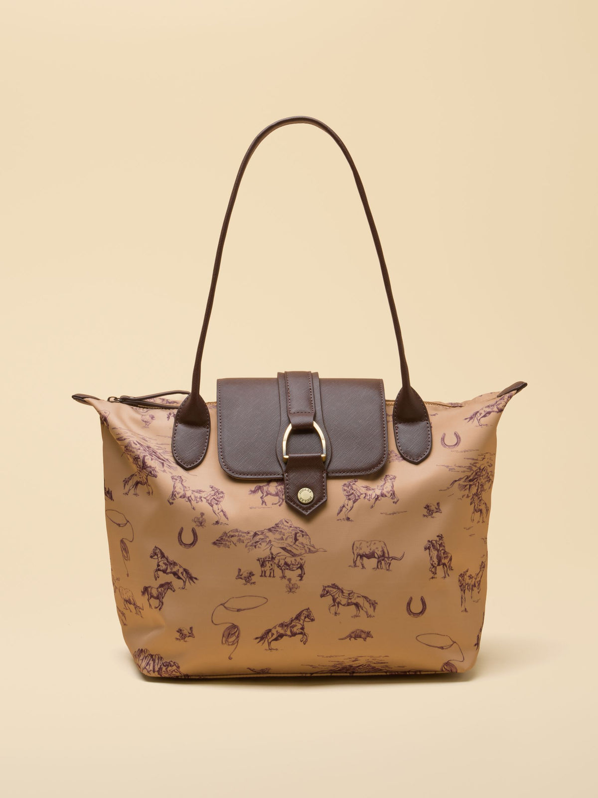 Edie Neutral Rodeo Print Zip Top Shopper Bag