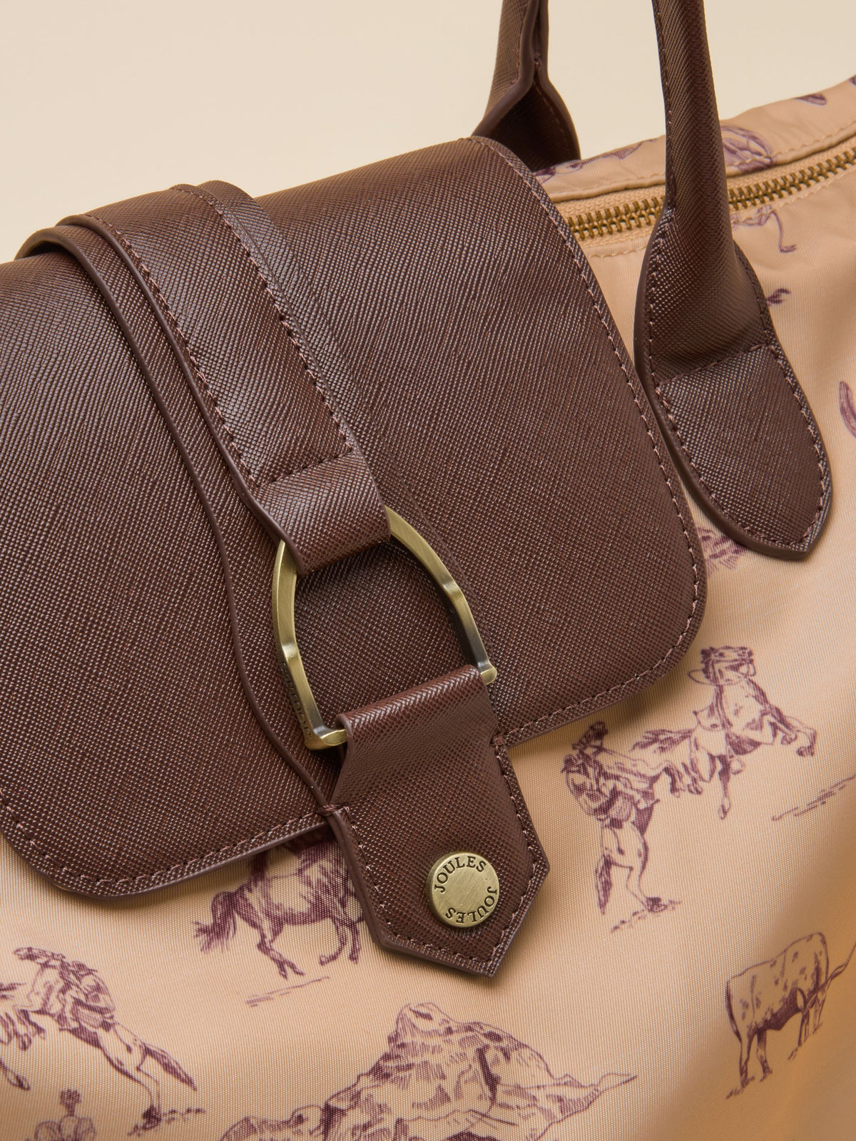 Edie Neutral Rodeo Print Zip Top Shopper Bag