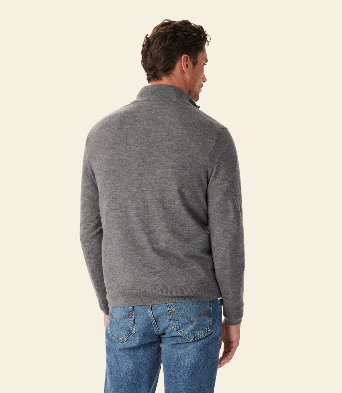 Ernest Merino 1/4 Zip Knit Grey Marl