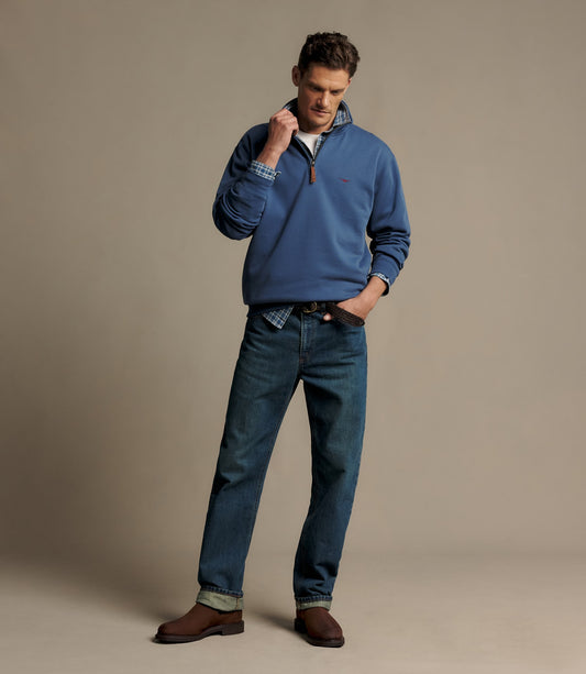 Mulyungarie 1/4 Zip Sweatshirt Mid Blue