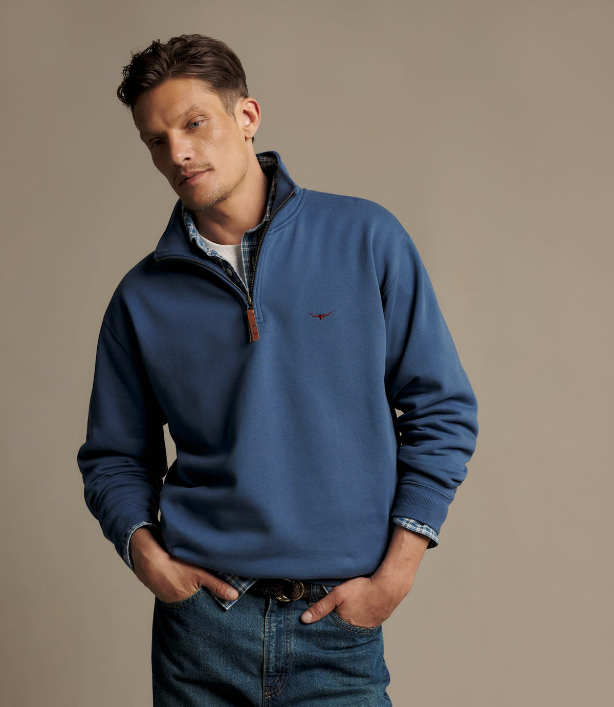 Mulyungarie 1/4 Zip Sweatshirt Mid Blue